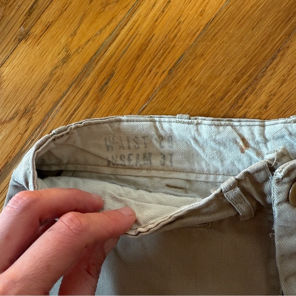 Vintage WW2 1940s high waisted cotton khaki chino army military pants - Picture 9 of 11